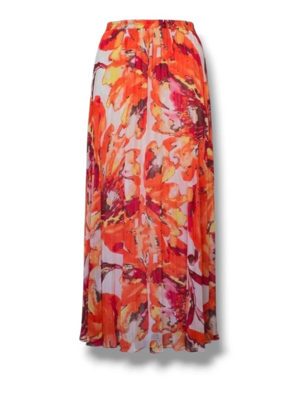 89th & Madison Orange Floral Print Maxi Skirt - Size L
